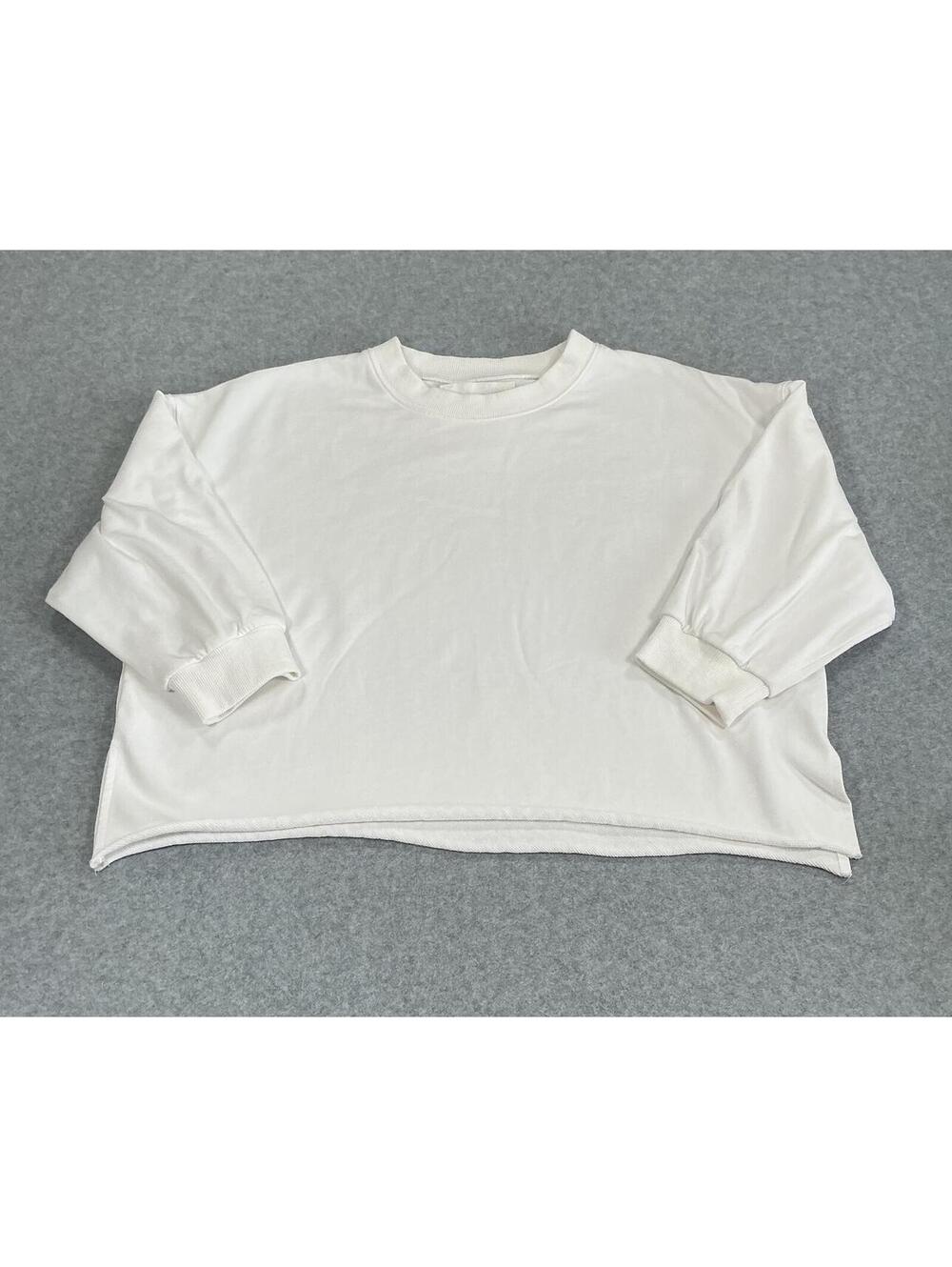 Grade & Gather White Cropped Sweatshirt Pullover Top Size Medium
